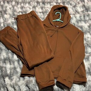 Brown Hoodie and Sweatpants Set